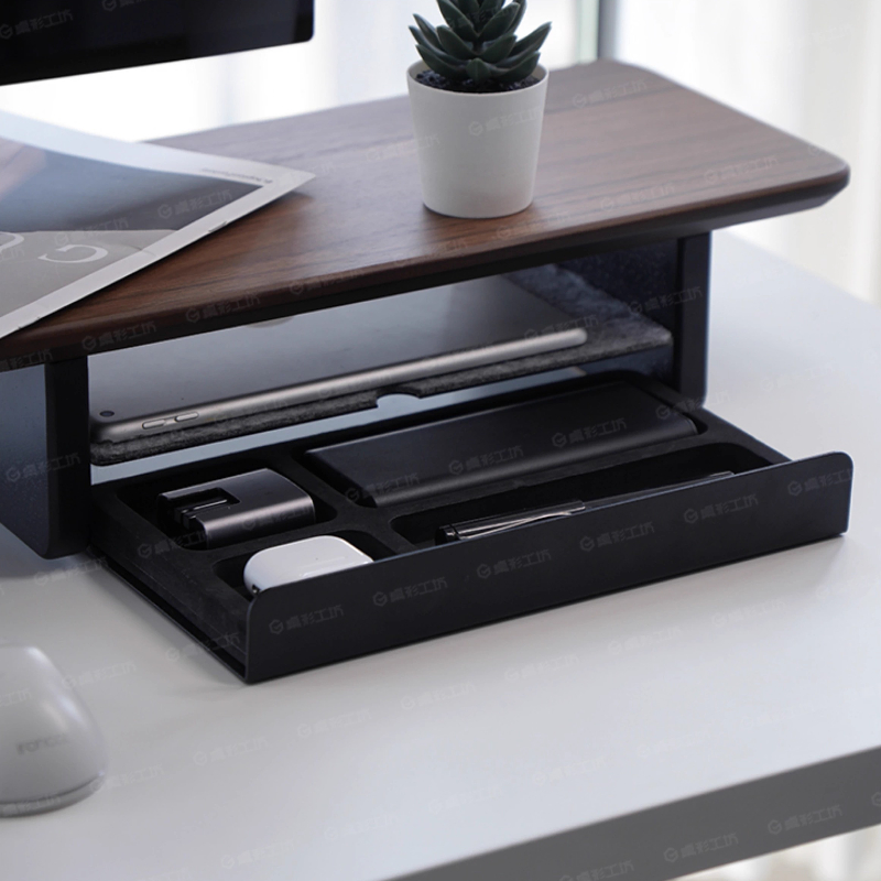 Desk Setup In Office - モニタースタンドライザー収納引き出しオフィスデスクオーガナイザーコンピュータ収納棚人間工学に基づいたデスクアクセサリーホームオフィスセットアップ用