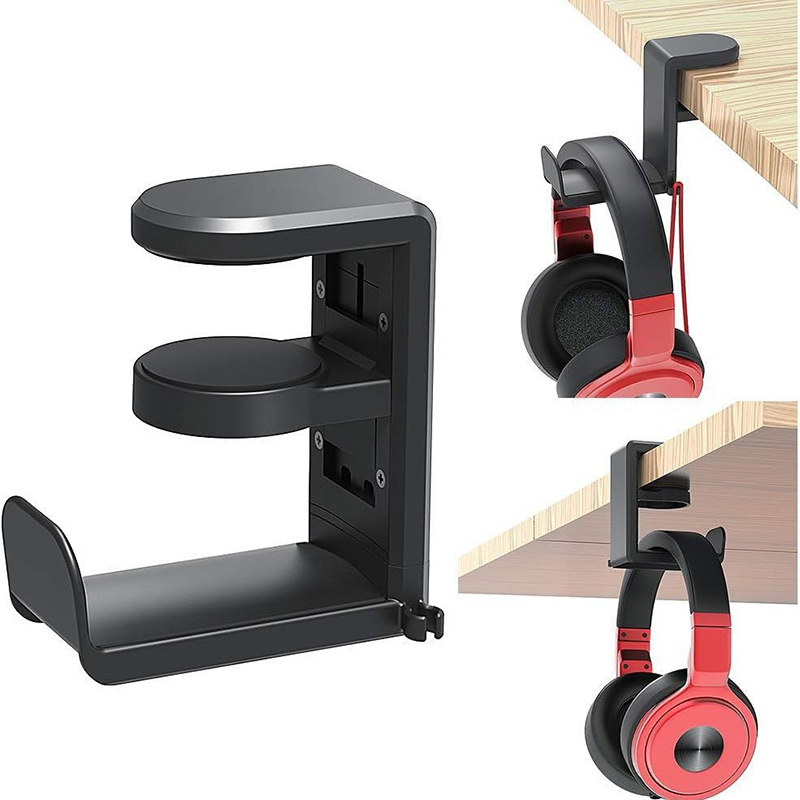 Gaming Setup Desk - PCゲーミングヘッドフォンスタンド ヘッドセットフックホルダー ハンガーマウント 360度調整可能 ° 回転式アームクランプデスクマウント（イヤホンフック付き）
