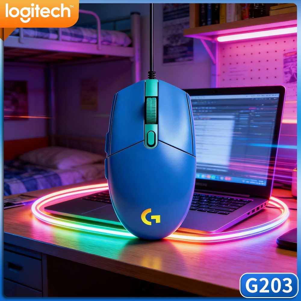 Logitech Mouse G203 - ロジクール G203 有線ゲーミングマウス 多段階DPIオプション 鮮やかなRGB ノンスリップパッド