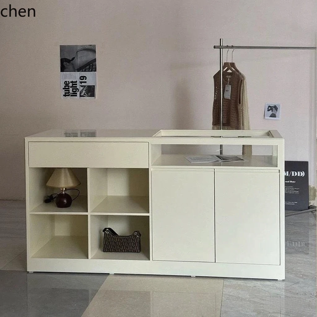 Desk Setup In Office - HYS衣料品店アイランドテーブルショップ漆塗りガラスアイランドカウンター女性用フローテーブルディスプレイテーブル一体型セットアップ