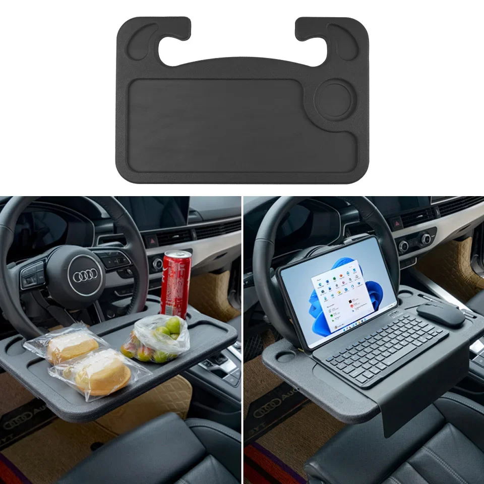 Desk Setup Laptop - ポータブル車のラップトップコンピュータデスクマウントスタンド食べる仕事車のステアリングホイールダイニングテーブルブラケットドリンク食品コーヒートレイボード
