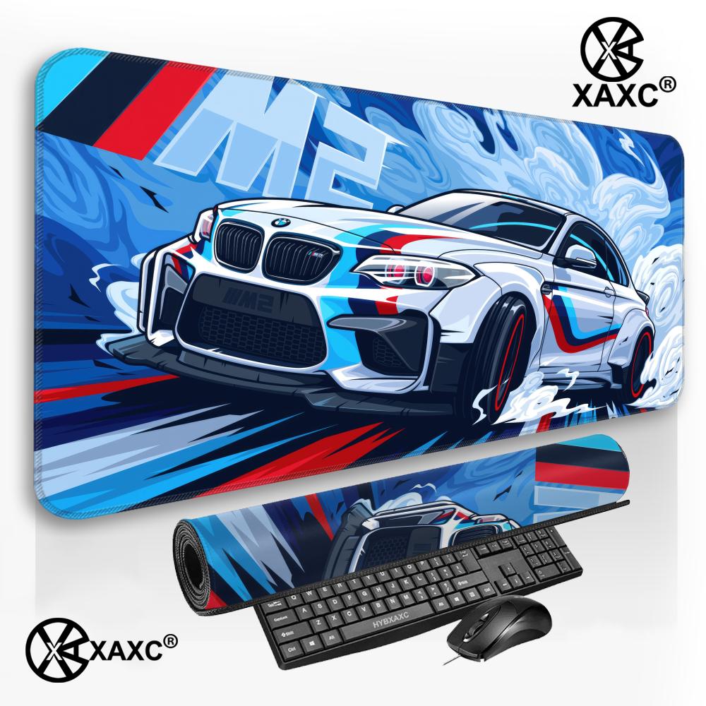 Desk Setup Blue - 大型クールスポーツカー青赤車用B-Bmwマウスパッド滑り止めゴムベースデスクマットEスポーツ用オフィスデスクマットカーペットXAXC