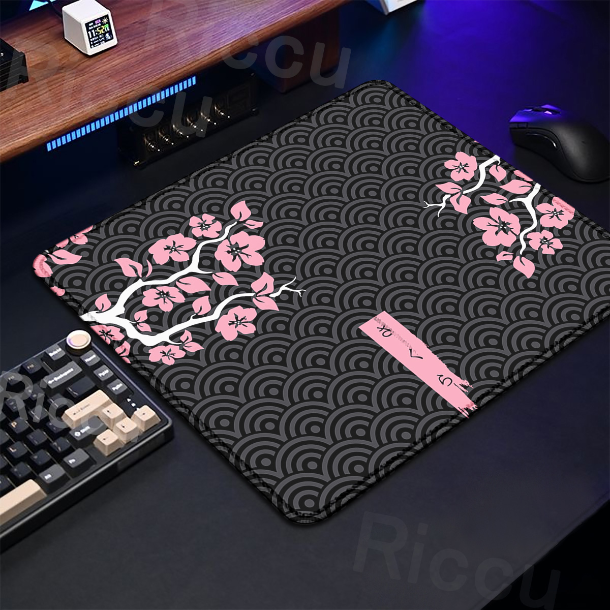 紫色のさくらゲーミングマウスパッド、小さなカーペット、滑り止 - Desk Setup Blue のレビューと価格