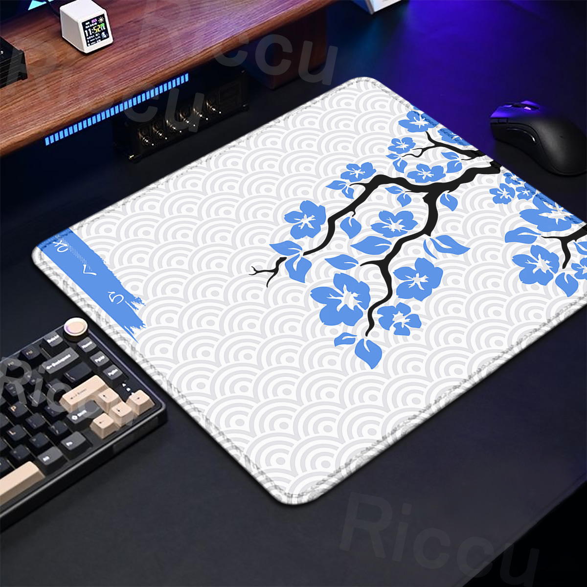 紫色のさくらゲーミングマウスパッド、小さなカーペット、滑り止 - Desk Setup Blue のレビューと価格