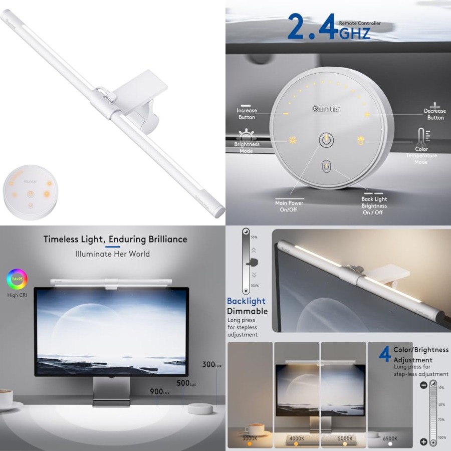 モニターライトバー リモコン付き、アイケア、グレアなし、省ス - Desk Setup In Office のレビューと価格