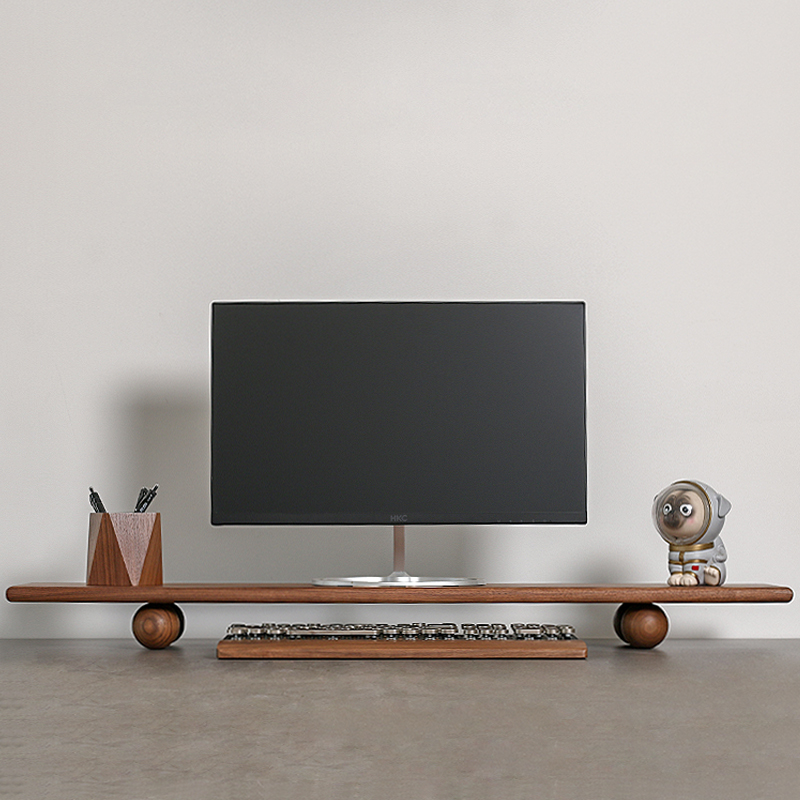 天然木デスクトップライザーデュアルモニタースタンド、収納トレ - Dual Monitor Desk Setup のレビューと価格