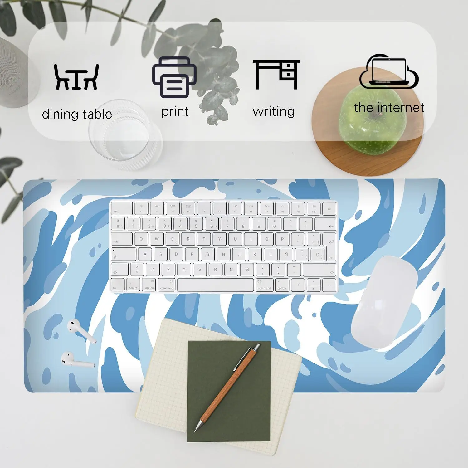 ライトブルーカモフラージュ柄ゲーミングマウスパッド滑り止め加 - Desk Setup Blue のレビューと価格