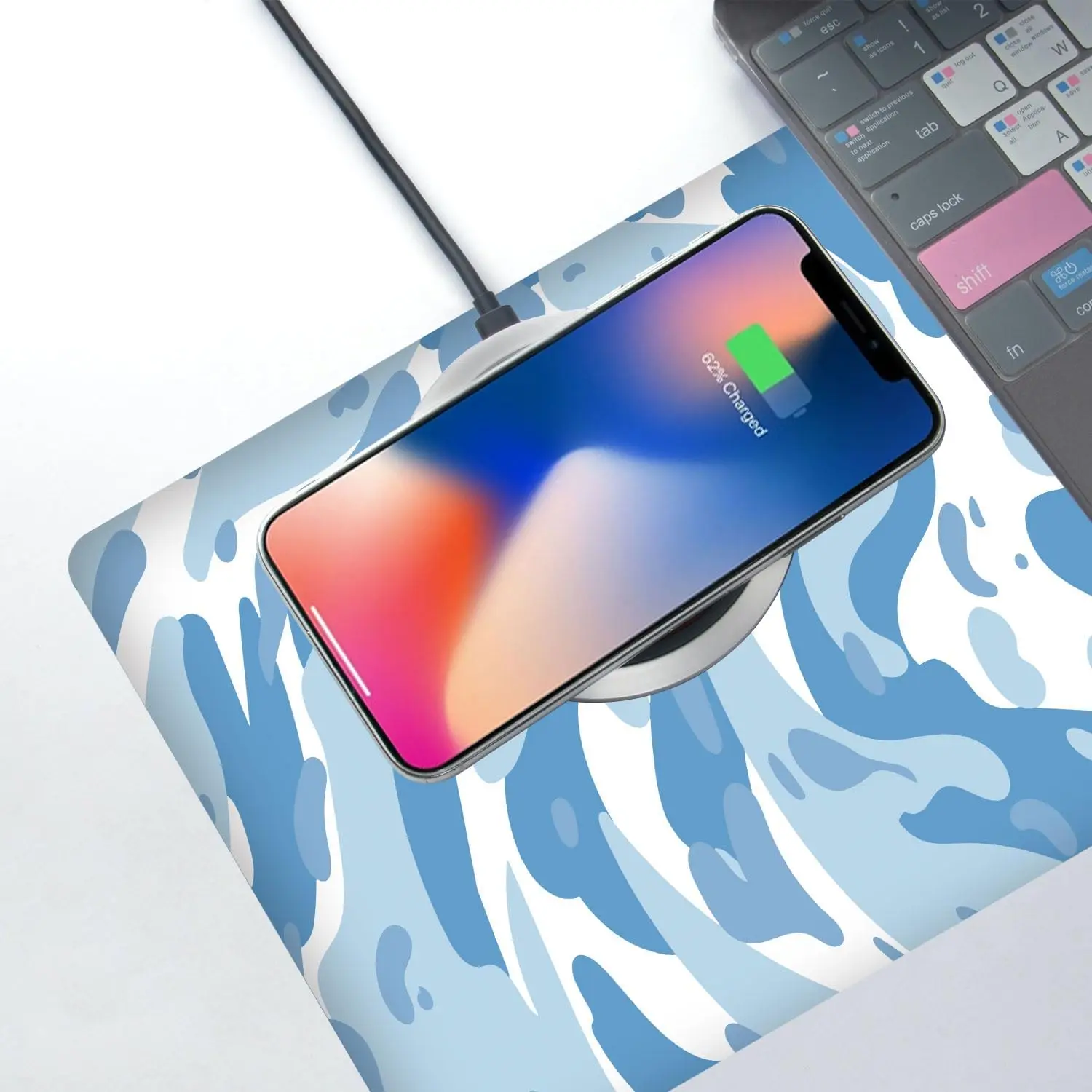 ライトブルーカモフラージュ柄ゲーミングマウスパッド滑り止め加 - Desk Setup Blue のレビューと価格