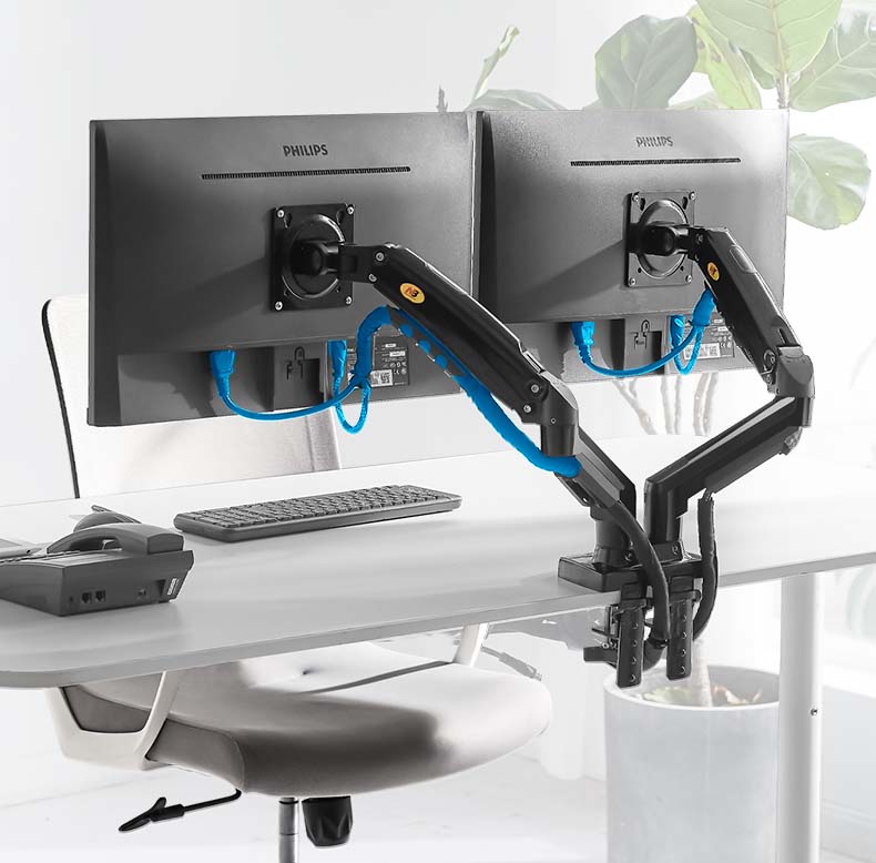 NB NEW A5C F160 ガススプリング式 10'-2 - Dual Monitor Desk Setup のレビューと価格