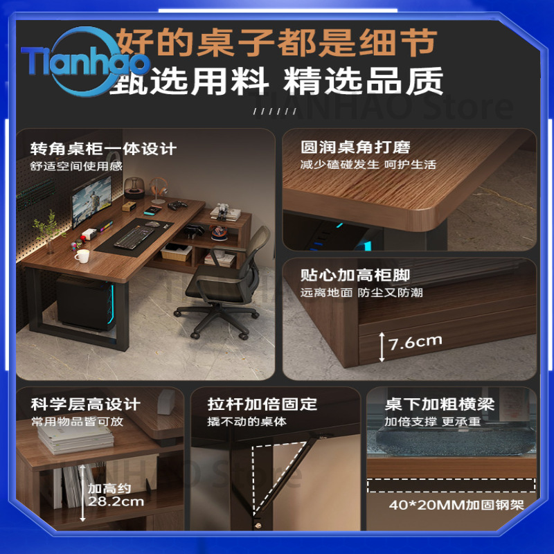 L字型ゲーミングデスク、デュアルモニター対応、本棚付き、ホー - Dual Monitor Desk Setup のレビューと価格