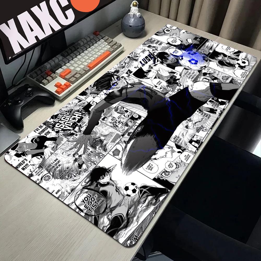黒と白のアニメマウスパッドPC XXLゲーマーキャビネットマ - Desk Setup Blue のレビューと価格