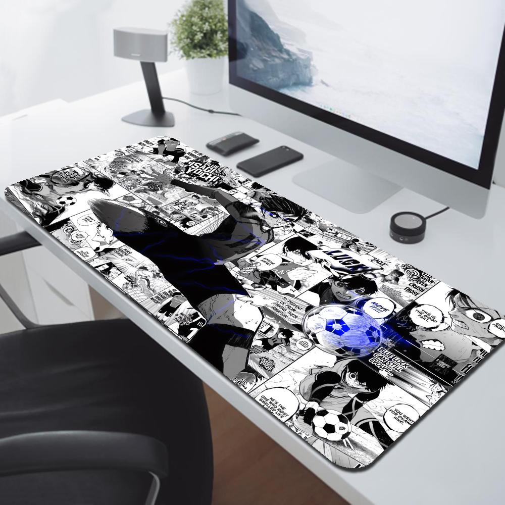 黒と白のアニメマウスパッドPC XXLゲーマーキャビネットマ - Desk Setup Blue のレビューと価格