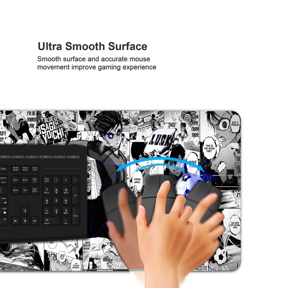 黒と白のアニメマウスパッドPC XXLゲーマーキャビネットマ - Desk Setup Blue のレビューと価格