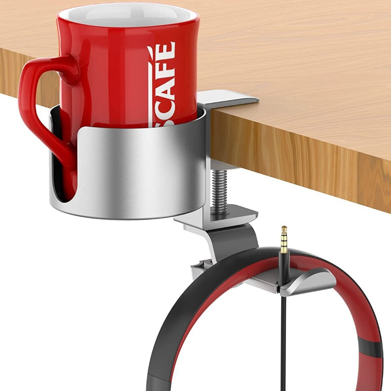 プレミアム回転式カップホルダー アルミニウム製デスクマウント - Desk Setup In Office のレビューと価格