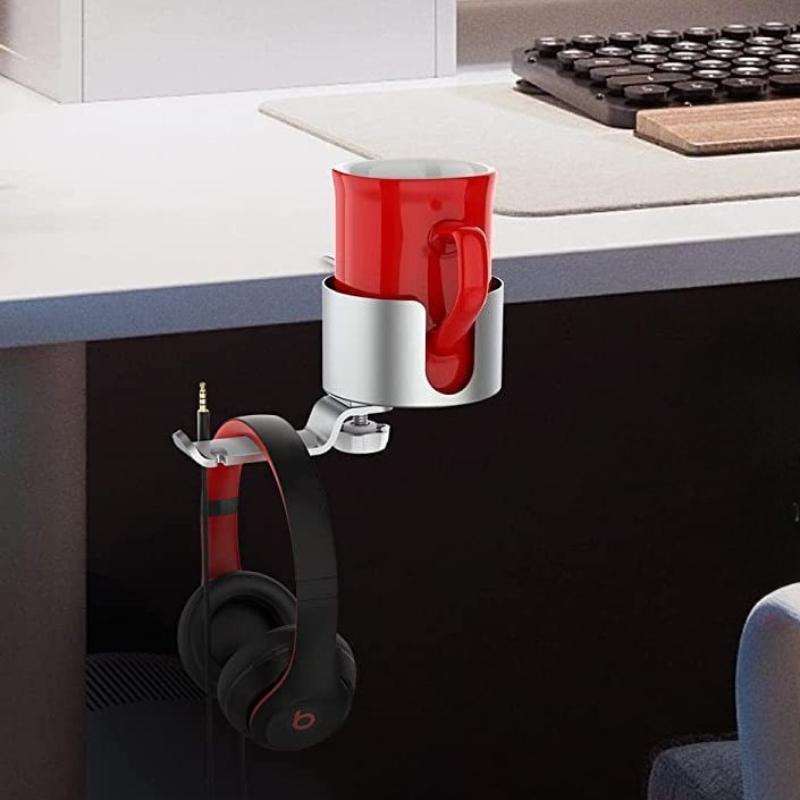 プレミアム回転式カップホルダー アルミニウム製デスクマウント - Desk Setup In Office のレビューと価格