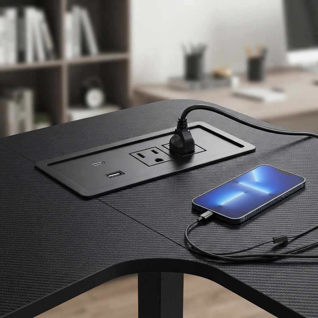 65インチL字型電動昇降デスク、3つの引き出し付き、座り・立 - Dual Monitor Desk Setup のレビューと価格