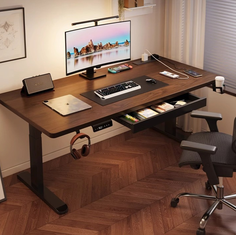 モダンな鉄製デュアルモーター電動スタンディングデスク、高さ調 - Dual Monitor Desk Setup のレビューと価格