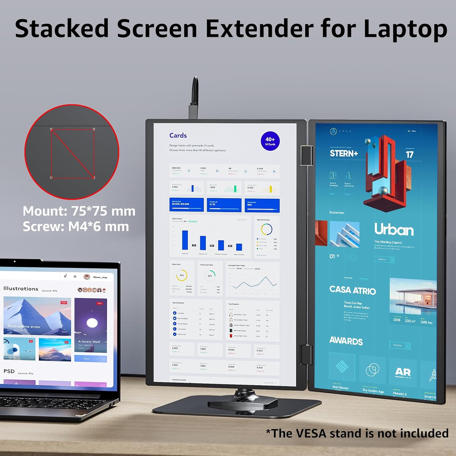 AHXJKA 15.6インチ デュアルポータブルモニター 1 - Dual Monitor Desk Setup のレビューと価格