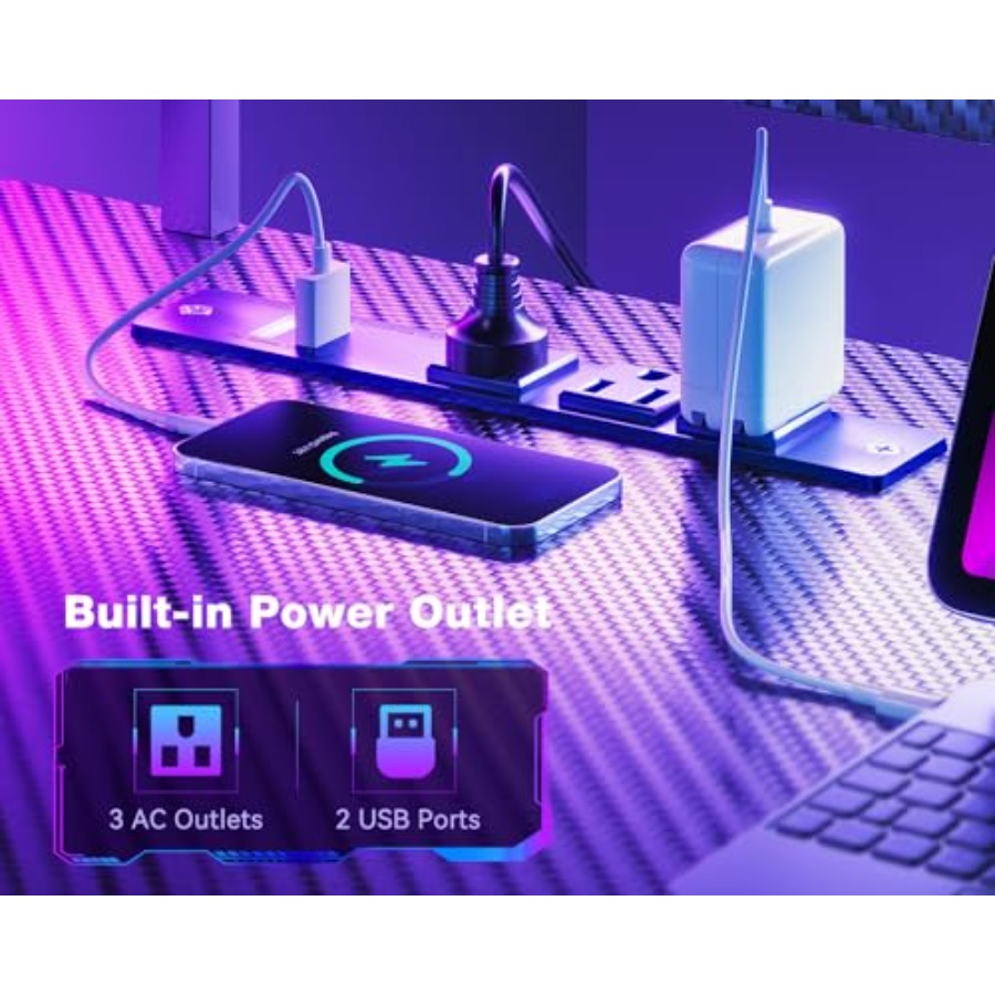66インチの大型L字型ゲーミングデスク。電源コンセントとLE - Desk Setup In Office のレビューと価格