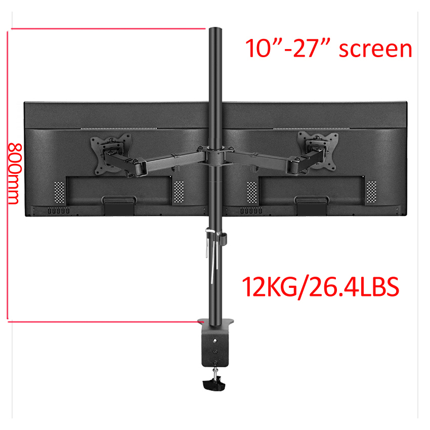 T902-280 360度回転スチール製 10'-27' デ - Dual Monitor Desk Setup のレビューと価格