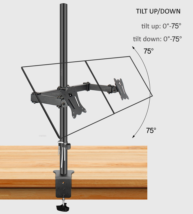 T902-280 360度回転スチール製 10'-27' デ - Dual Monitor Desk Setup のレビューと価格
