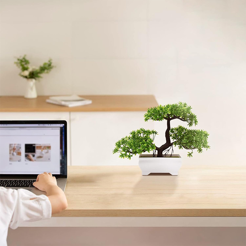 人工盆栽プラスチックバイオニック偽植物ホームルーム屋内オフィ - Desk Setup Green のレビューと価格