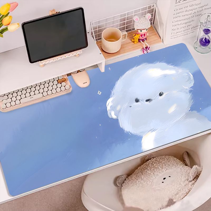 レザーデスクパッド マウスプロテクター 滑り止め 可愛いクマ - Desk Setup Blue のレビューと価格