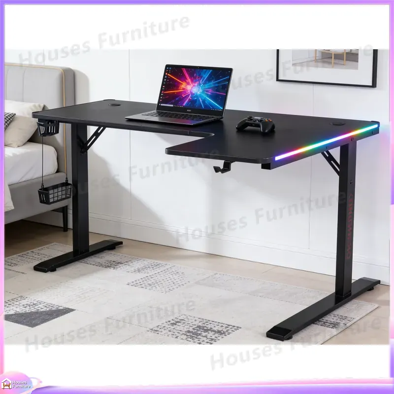 大型160cmゲーミングデスク LEDライト付き 人間工学に - Desk Setup In Office のレビューと価格
