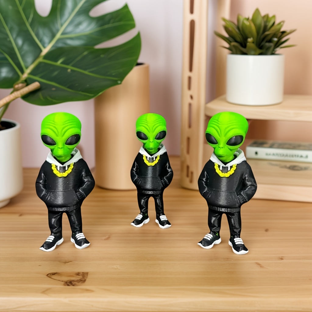 1ピースグリーンエイリアンフィギュア、ポケットデザイン付き、 - Desk Setup Green のレビューと価格